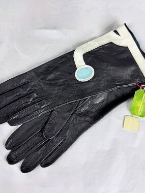 Brand New wTags 1960s Pierre Cardin MOD Black Leather Gloves 6.5 Paris France